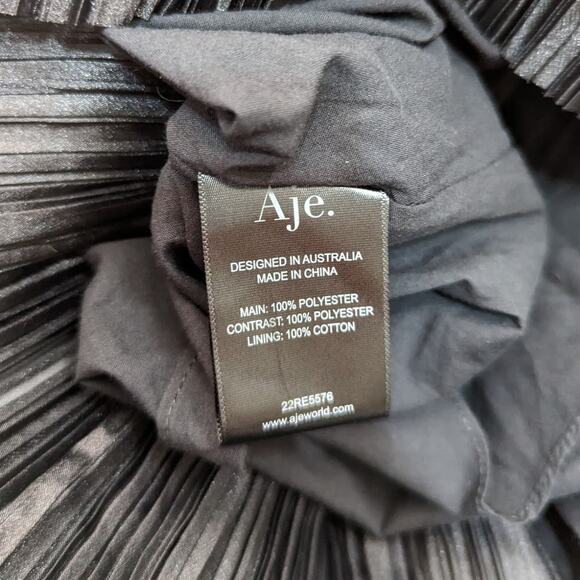 Aje Laurier Wave Maxi Dress Cutout Plisse Organza Black Gown Size 10 US NWT - Picture 10 of 12